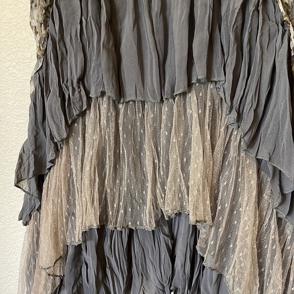 Boho Sheer Gray Tier Ruffle Oversized Tunic Size L - Picture 2 of 5